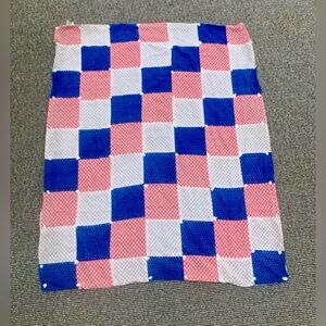 Mid Century Vintage Multi Patterned Quilted Fabric Swatch Patchwork Baby Blanket